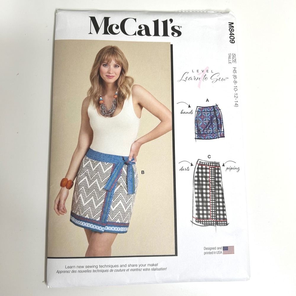 McCalls M8409 NEW Uncut Learn to Sew Wrap Skirt Sewing‎ Pattern H5 6-8-10-12-14